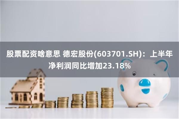 股票配资啥意思 德宏股份(603701.SH)：上半年净利润同比增加23.18%