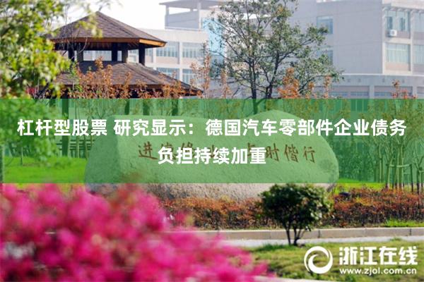 杠杆型股票 研究显示：德国汽车零部件企业债务负担持续加重