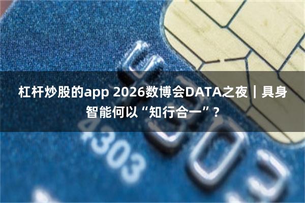 杠杆炒股的app 2026数博会DATA之夜｜具身智能何以“知行合一”？