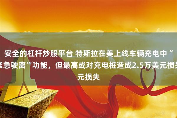 安全的杠杆炒股平台 特斯拉在美上线车辆充电中“紧急驶离”功能，但最高或对充电桩造成2.5万美元损失
